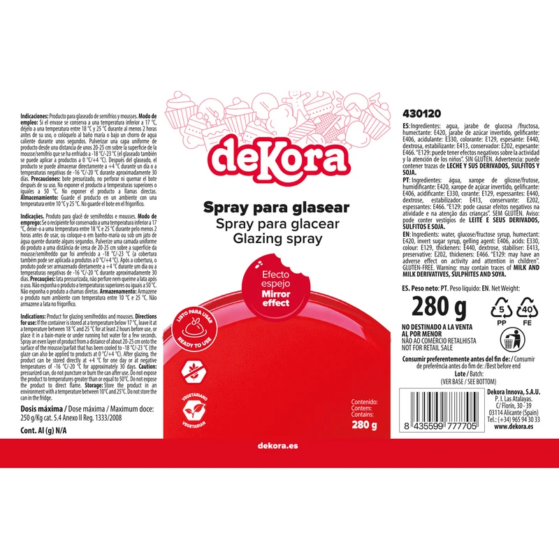 SPRAY GLAZE ROJO 280G