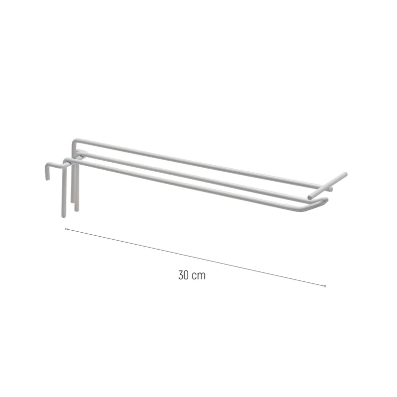 GANCHOS PORTA PRECIO METAL BLANCO DE EXPOSITOR REJILLA 30CM