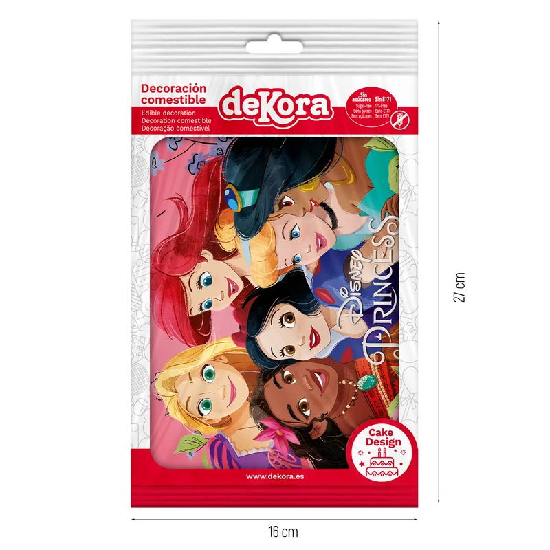 LÁMINA COMESTIBLE TARTA PRINCESAS DISNEY A5 14,8X21CM
