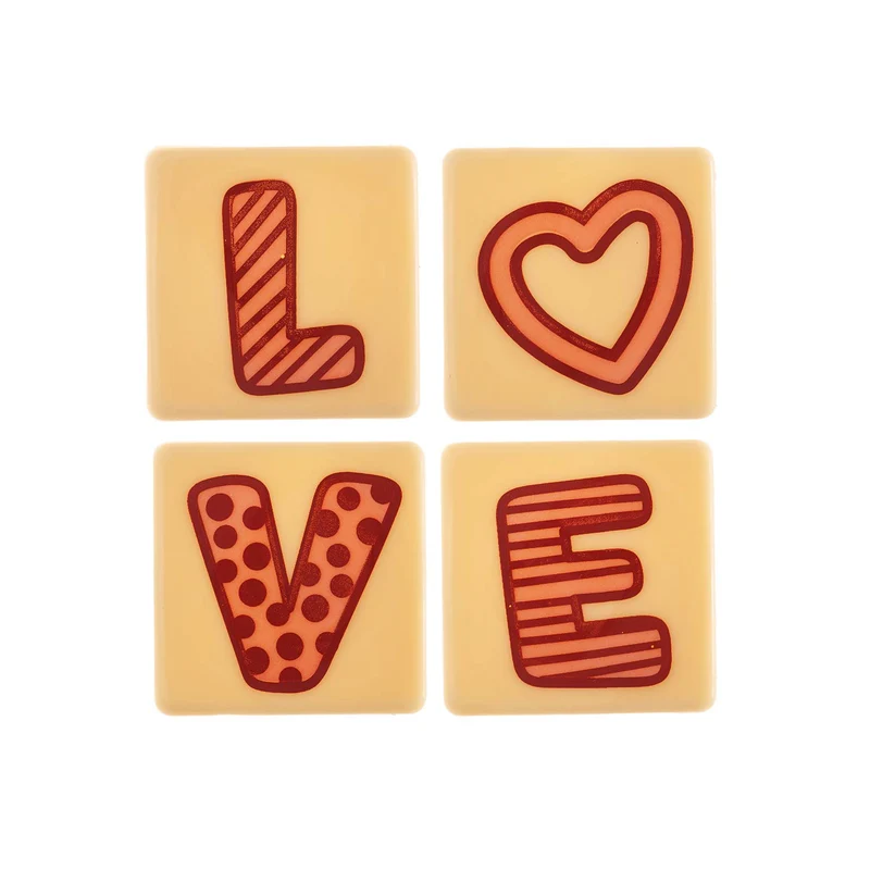 SURTIDO PLACA CUADRADA CHOCO BLANCO LOVE 39X39MM