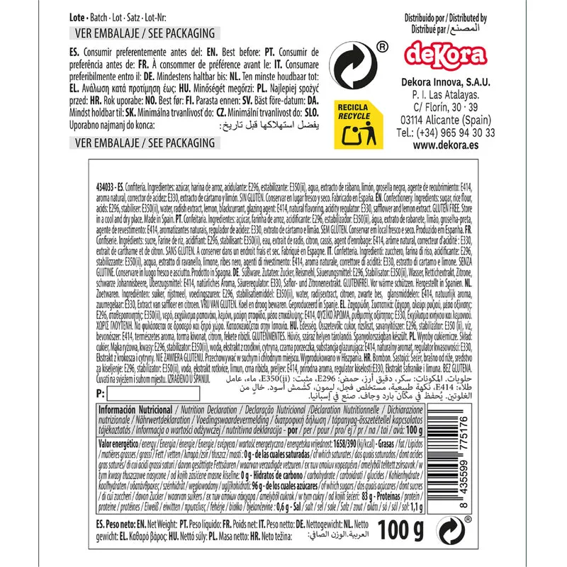 DECORACIÓN DE AZÚCAR DEKOCRUNCHIES SABOR FRESA 100G