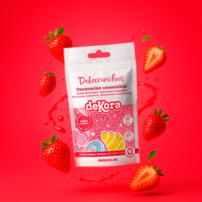 DECORACIÓN DE AZÚCAR DEKOCRUNCHIES SABOR FRESA 100G