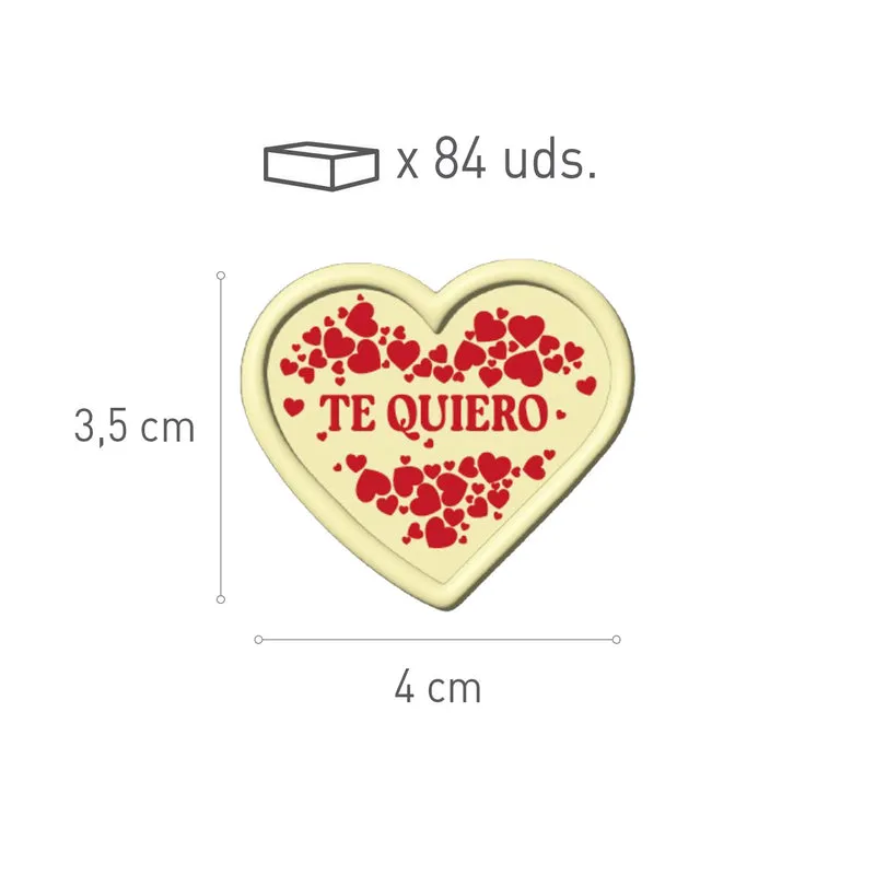 LETRERO CHOCO BLANCO TE QUIERO 40X35 MM - 84 UDS