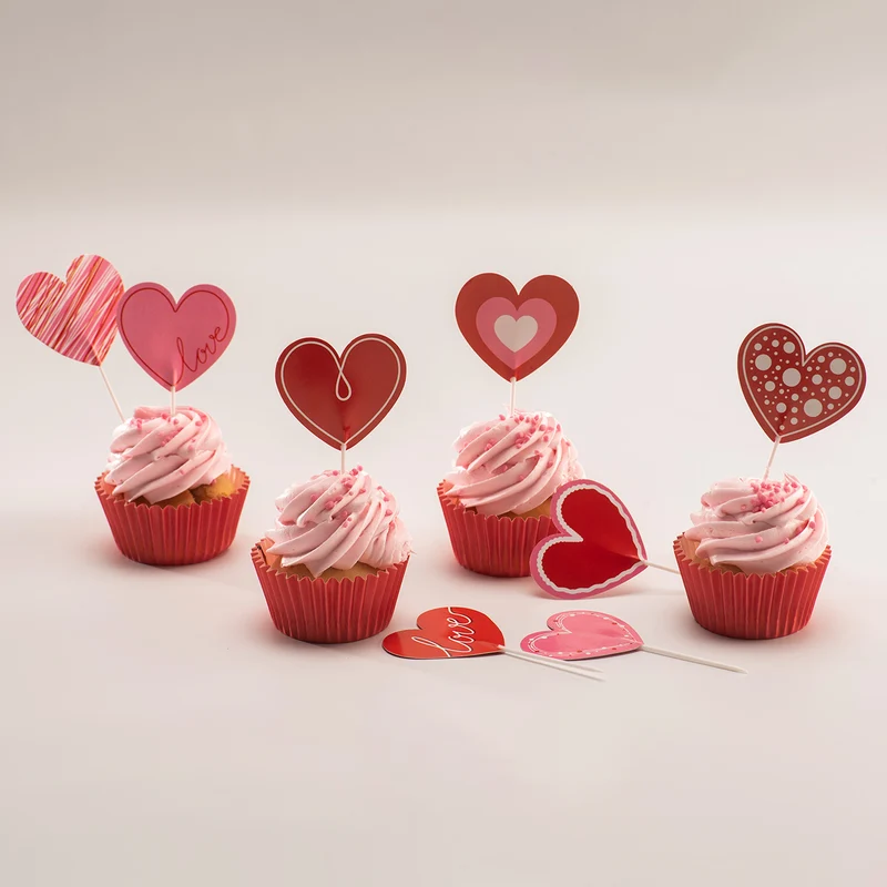 CAKE TOPPER PAPEL CORAZONES 8 MODELOS 8 UNIDADES