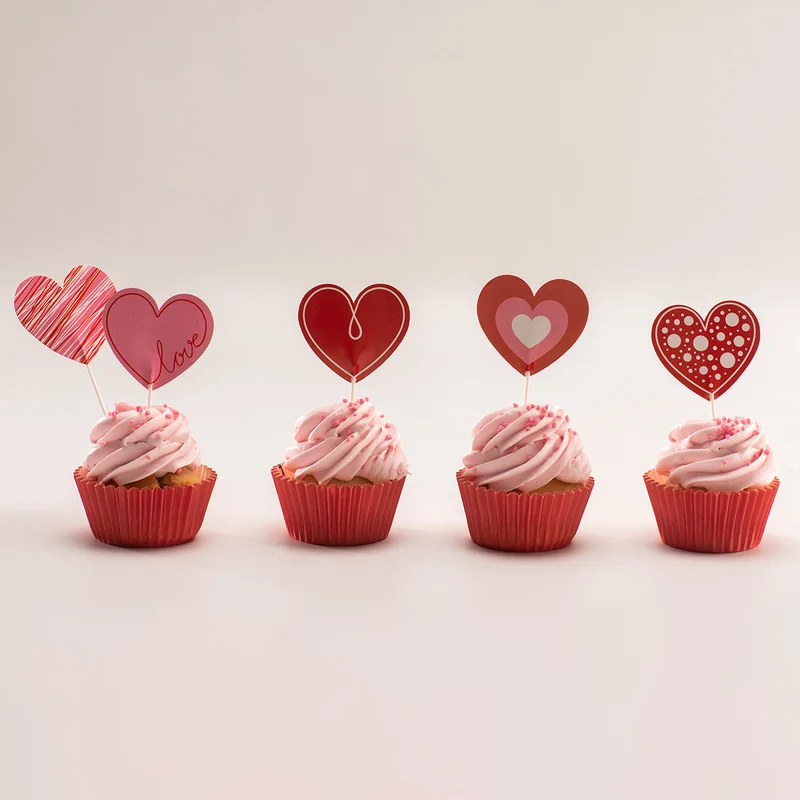 CAKE TOPPER PAPEL CORAZONES 8 MODELOS 8 UNIDADES