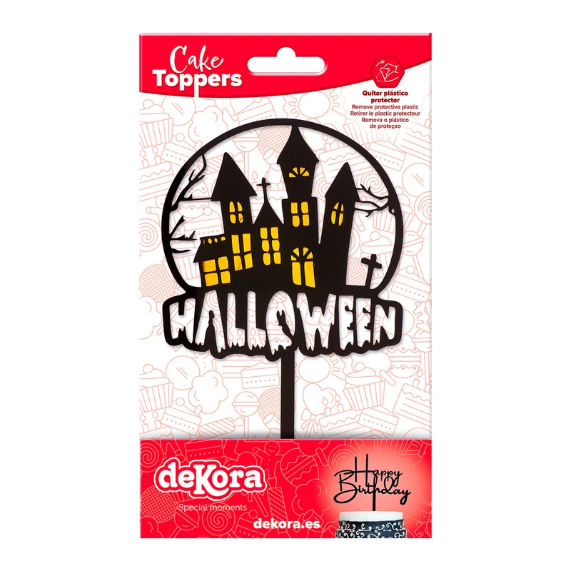CAKE TOPPER HALLOWEEN CASA ENCANTADA 2 COLORES 15,5X9,5CM