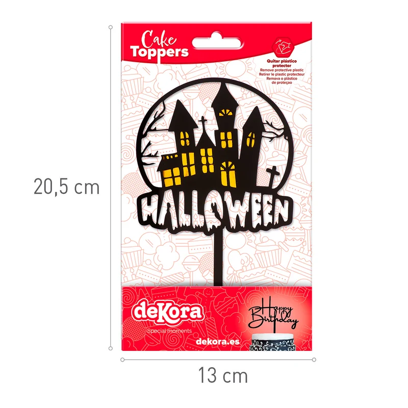 CAKE TOPPER HALLOWEEN CASA ENCANTADA 2 COLORES 15,5X9,5CM