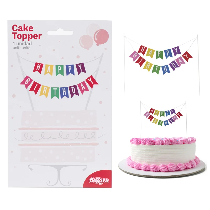 CAKE TOPPER BANDERAS HAPPY BIRTHDAY