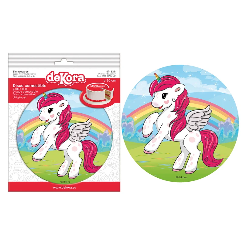 6 DISCOS COMESTIBLES PARA TARTAS UNICORNIO 20 CM