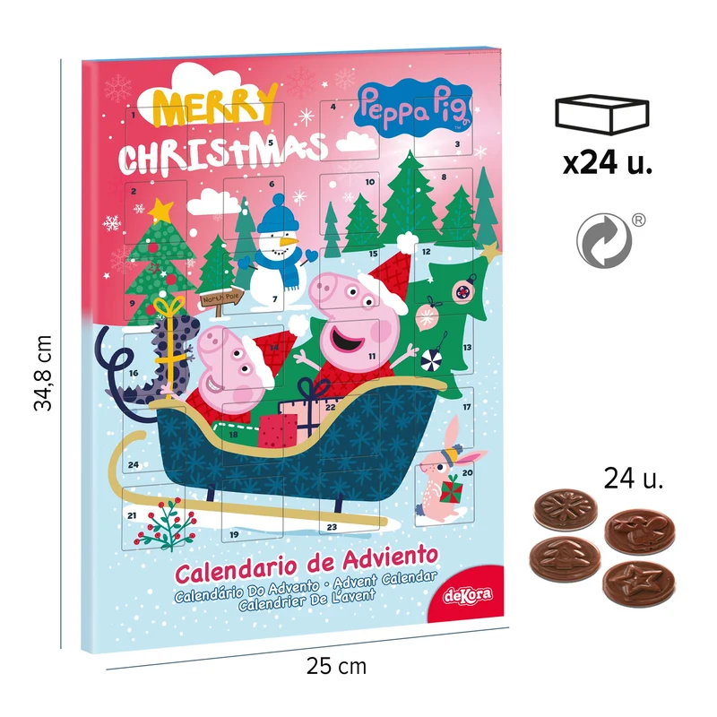 CALENDARIO CHOCOLATE PEPPA PIG TRINEO 50GR