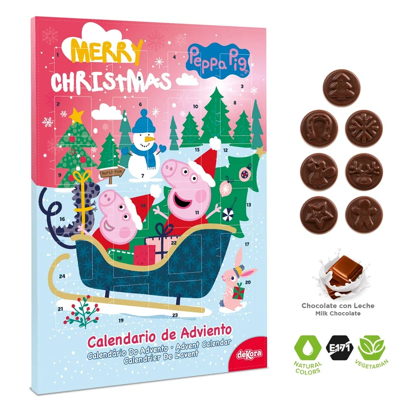CALENDARIO CHOCOLATE PEPPA PIG TRINEO 50GR