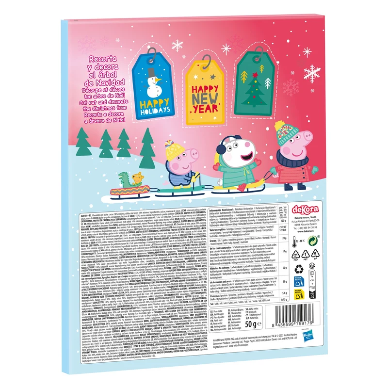 CALENDARIO CHOCOLATE PEPPA PIG TRINEO 50GR