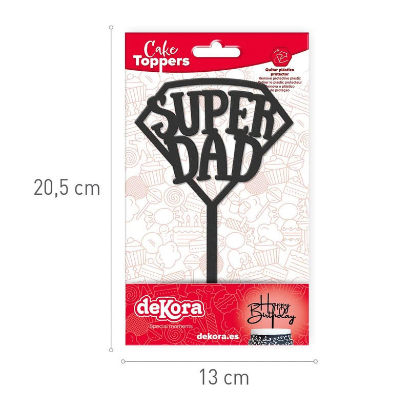 CAKE TOPPER SUPER DAD 15X10CM