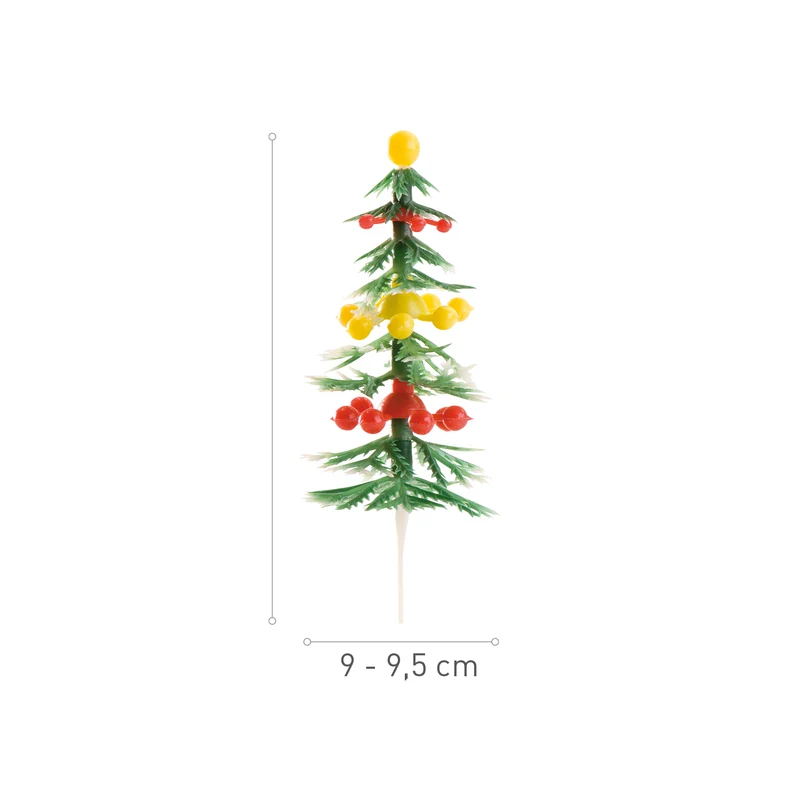 CAKE TOPPER PLASTICO PINO BOLAS 9.5CM 72 UDS