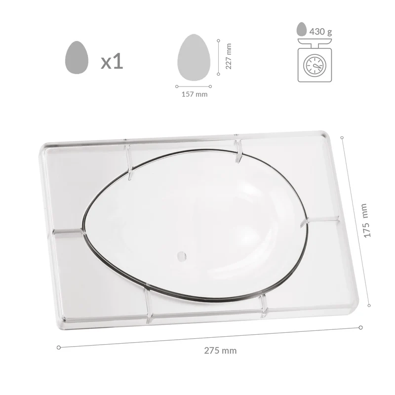 MOLDE POLICARBONATO HUEVO 141X204MM 1 MITAD