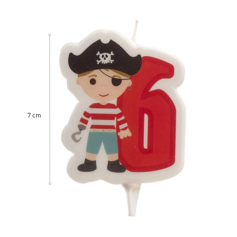 DISPLAY 12 VELAS 2D PIRATAS Nº6 | 7CM