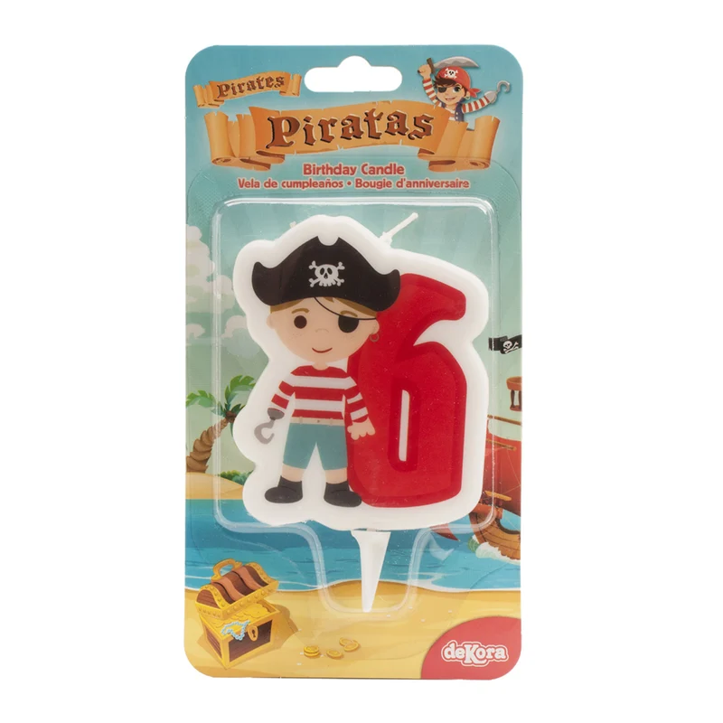 DISPLAY 12 VELAS 2D PIRATAS Nº6 | 7CM