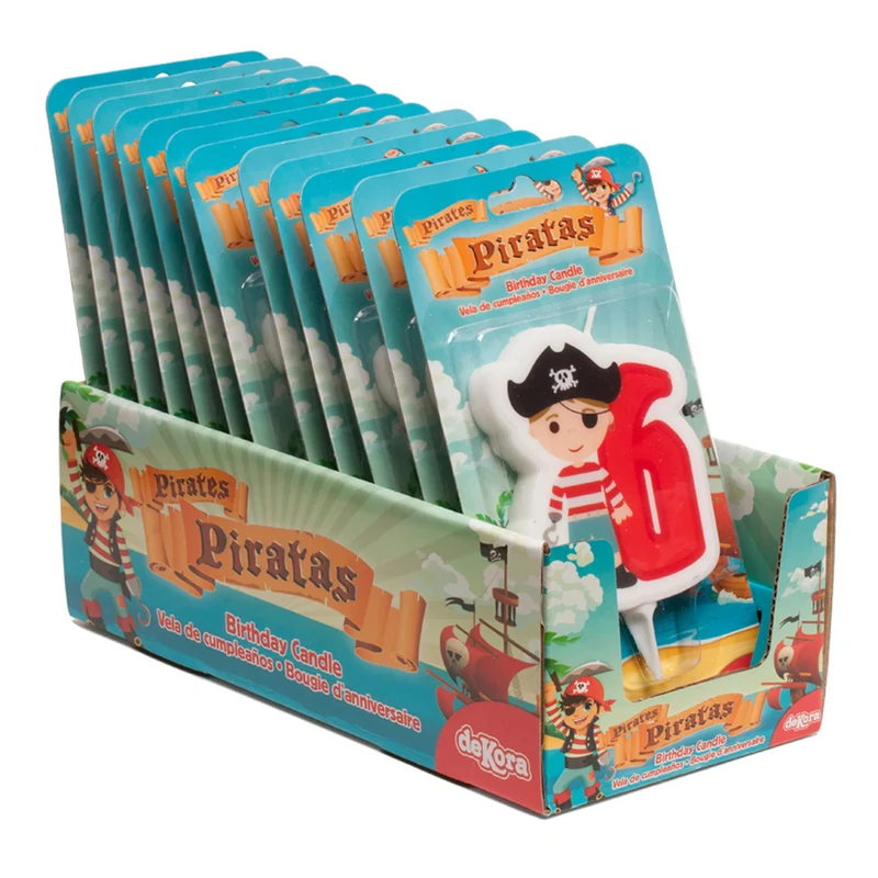 DISPLAY 12 VELAS 2D PIRATAS Nº6 | 7CM