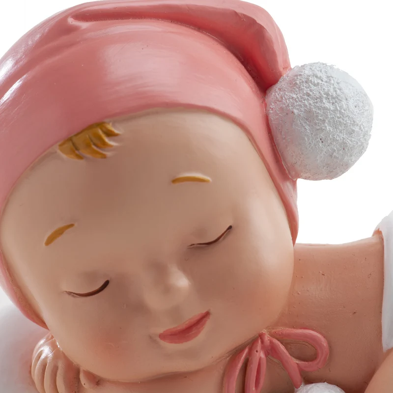 BAUTIZO NIÑA DORMIDA POMPON 10 X 6 X 7 CM
