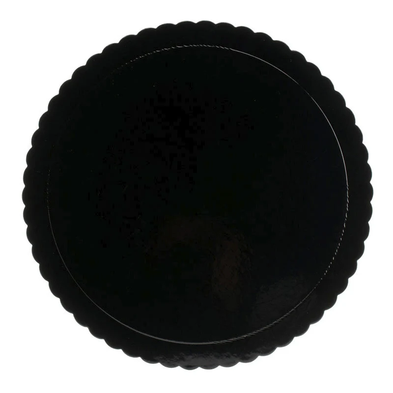 PLATO REDONDO PARA TARTA NEGRO BORDE ONDULADO Ø 35 CM H 3 MM