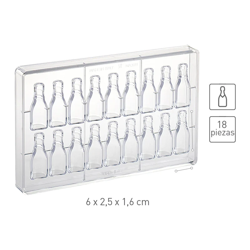 MOLDE POLICARBONATO MINI BOTELLA 60X20.5 H16 MM |18 PIEZAS
