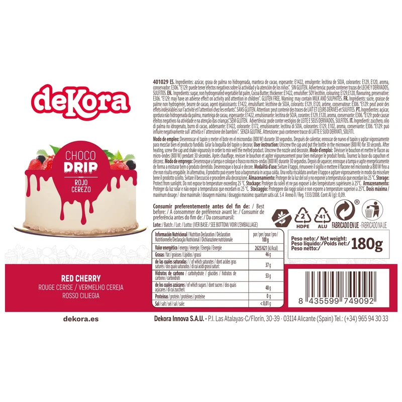 CHOCO DRIP ROJO CEREZO 180G