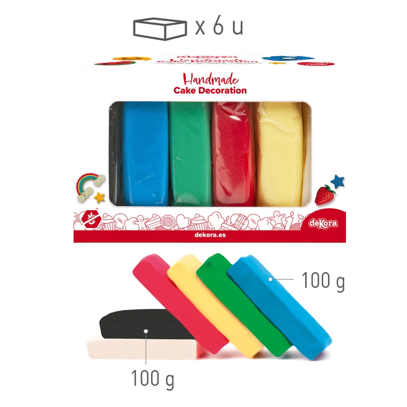 PACK FONDANT 6 COLORES PRIMARIOS 600GR