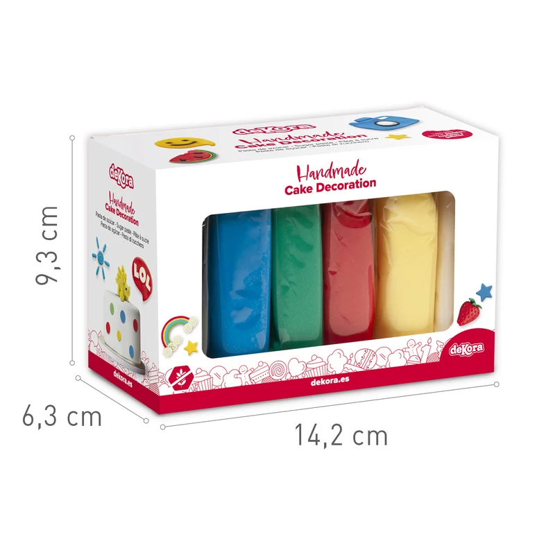 PACK FONDANT 6 COLORES PRIMARIOS 600GR