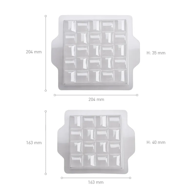 KIT 2 MOLDES PLÁSTICO SEMI FRÍO CUADRADO GRANDE/PEQUEÑO