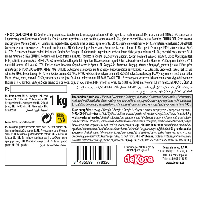 DEKOCRUNCHIES SABOR CAFÉ 1KG