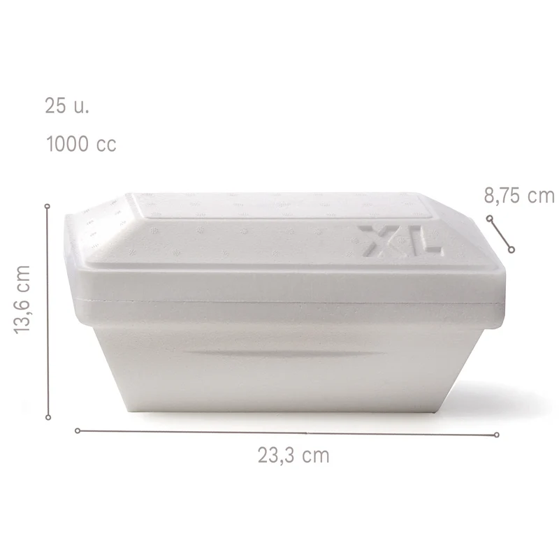 CUBETAS PORTAHELADOS 1000CC:23,3 X 13,6 CMH8,75CM - 50 UDS