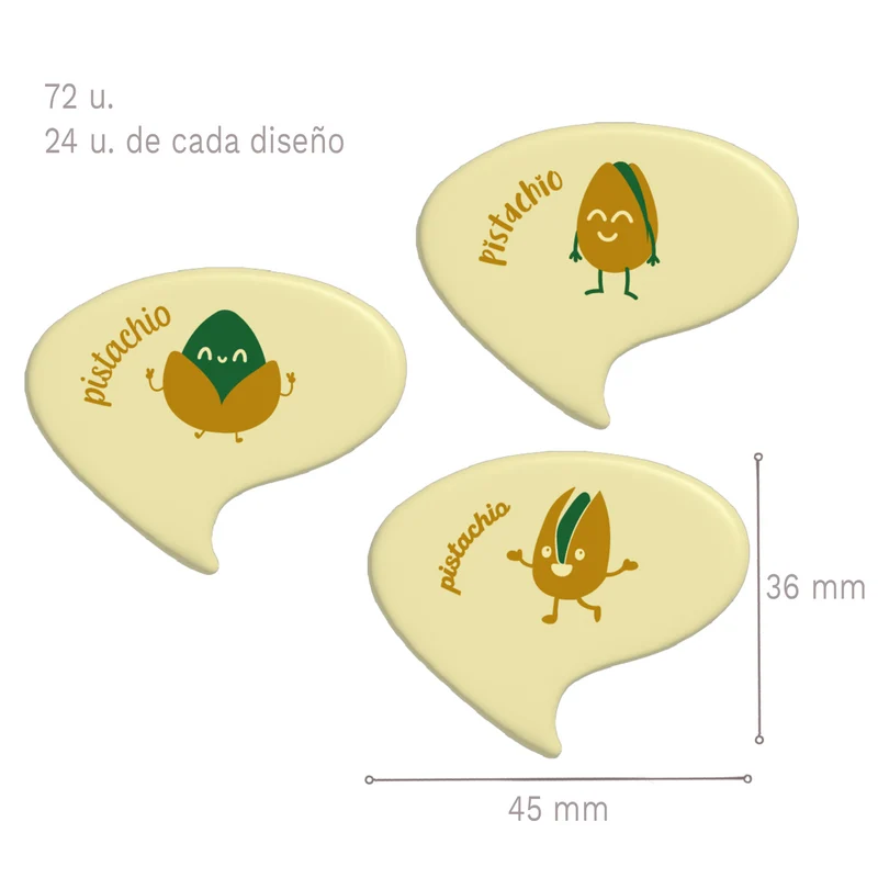 SURTIDO CHOCO BLANCO PISTACHO 45X36 MM 72 UDS