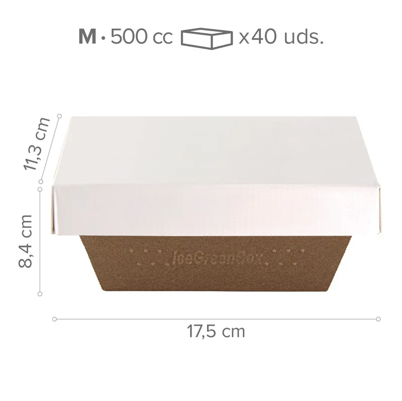 TARRINA ECO CERO GOTEO - 17,5 x 11,3 H 8,4CM 500CC 40 UDS