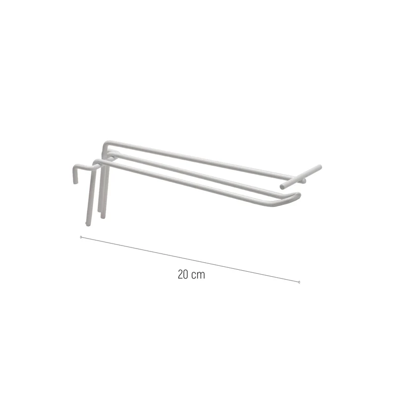 GANCHOS PORTA PRECIO METAL BLANCO DE EXPOSITOR REJILLA 20CM