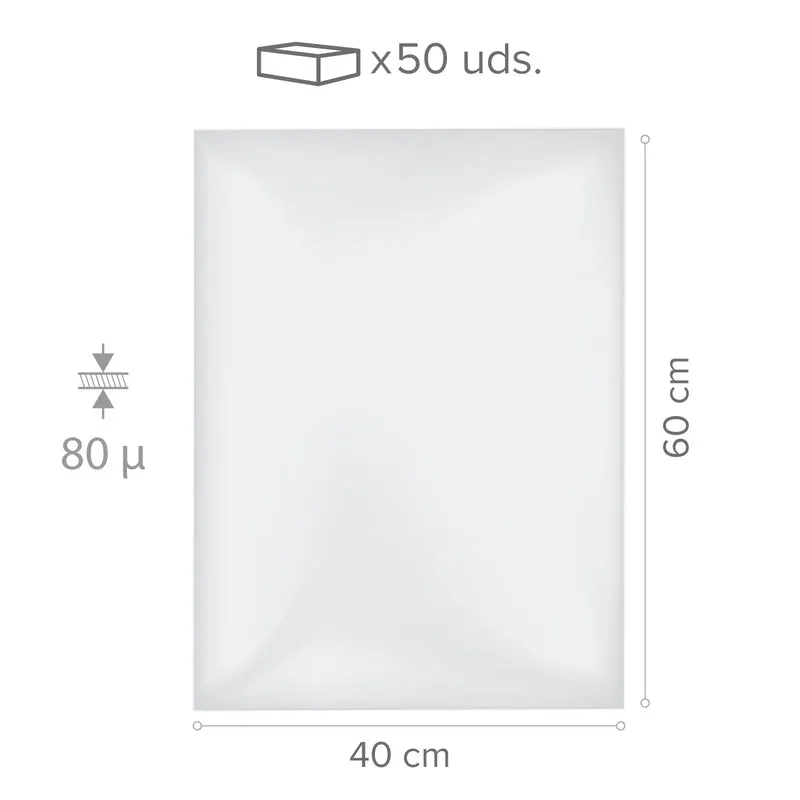 LÁMINAS DE ACETATO PVC 60X40CM -80 µ - 50 UDS
