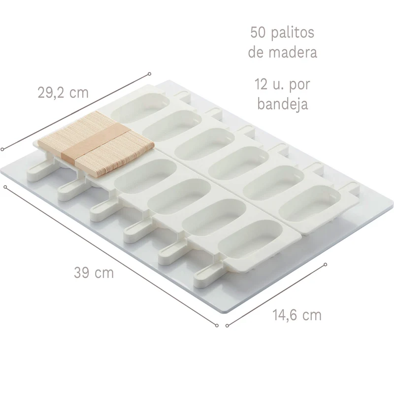 MOLDE HELADO CLÁSICO - 2 MOLDES DE 390X146 MM Y 50 PALITOS