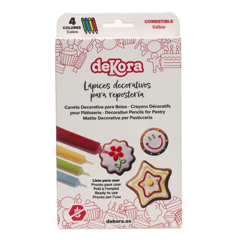 LÁPICES DECORATIVOS COMESTIBLES PARA GLASEADO 4COLORES 4X19G
