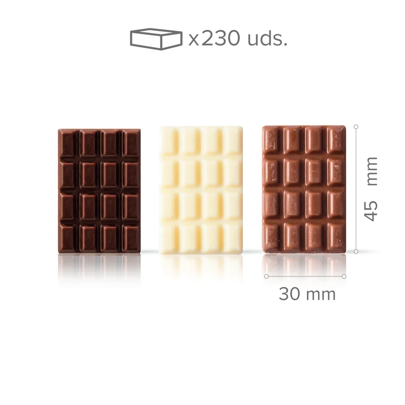 BARRITAS CHOCOLATE TRES CHOCOLATES 30X45 MM - 230 UDS