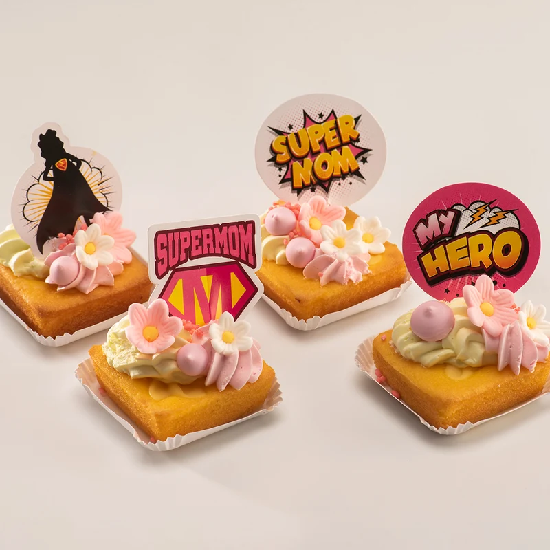 CAKE TOPPER PAPEL SUPERMOM 4 MODELOS 8 UNIDADES
