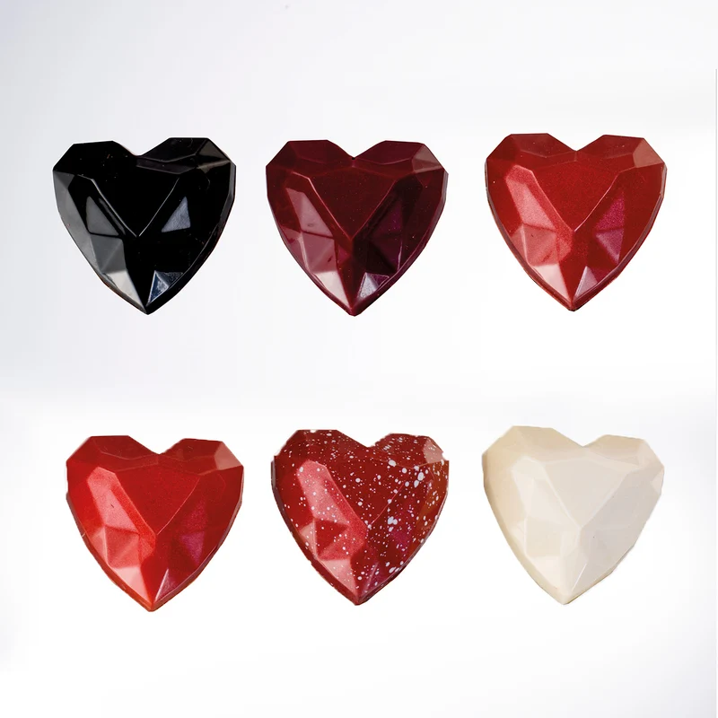MOLDE POLICARBONATO CORAZÓN DIAMANTE 33X33H15MM | 24 PIEZAS