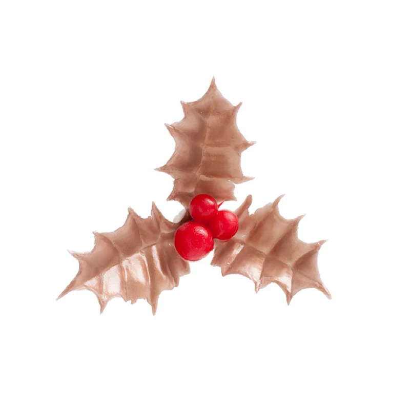 CAKE TOPPER PLASTICO HOJA ACEBO DORADA 5CM 72 UDS