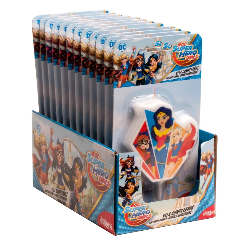 DISPLAY 12 VELAS 2D SUPER HERO GIRLS 7,5CM