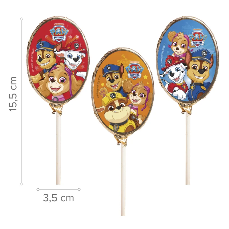 PIRULETAS CHOCOLATE SURTIDAS PAW PATROL 30GR