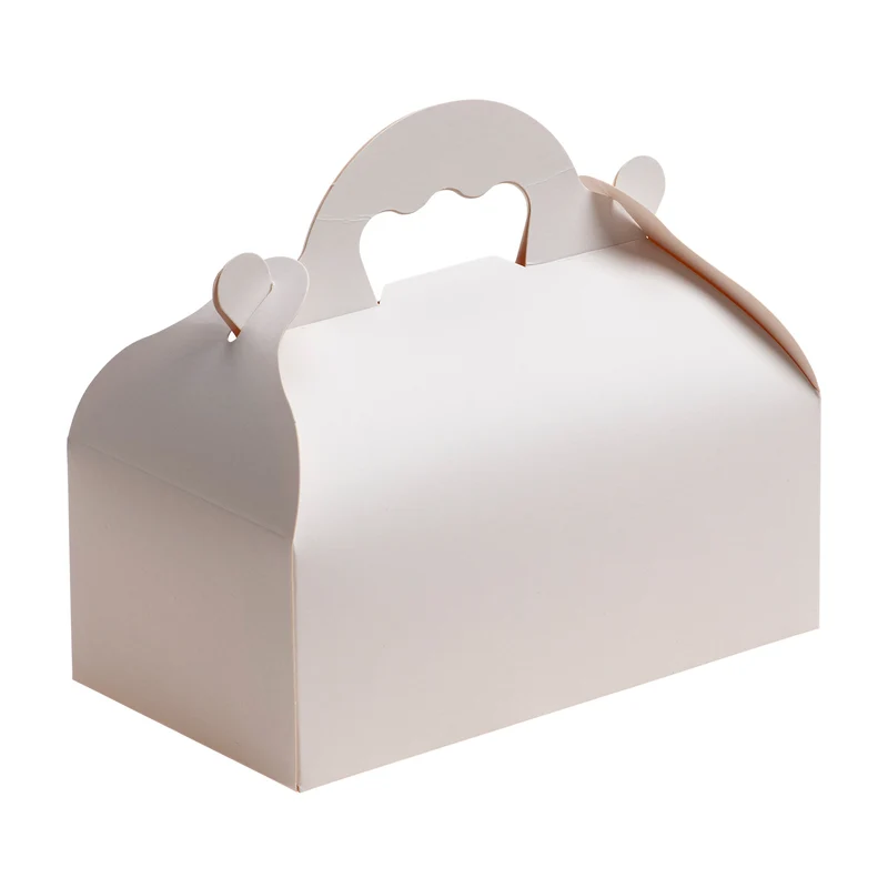 CAJA BLANCA CARTÓN CON ASAS DE PASTELERÍA 10X18X7CM