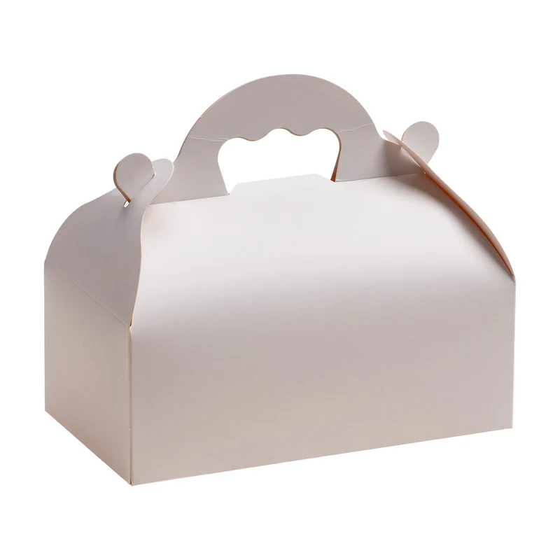 CAJA BLANCA CARTÓN CON ASAS DE PASTELERÍA 10X18X7CM