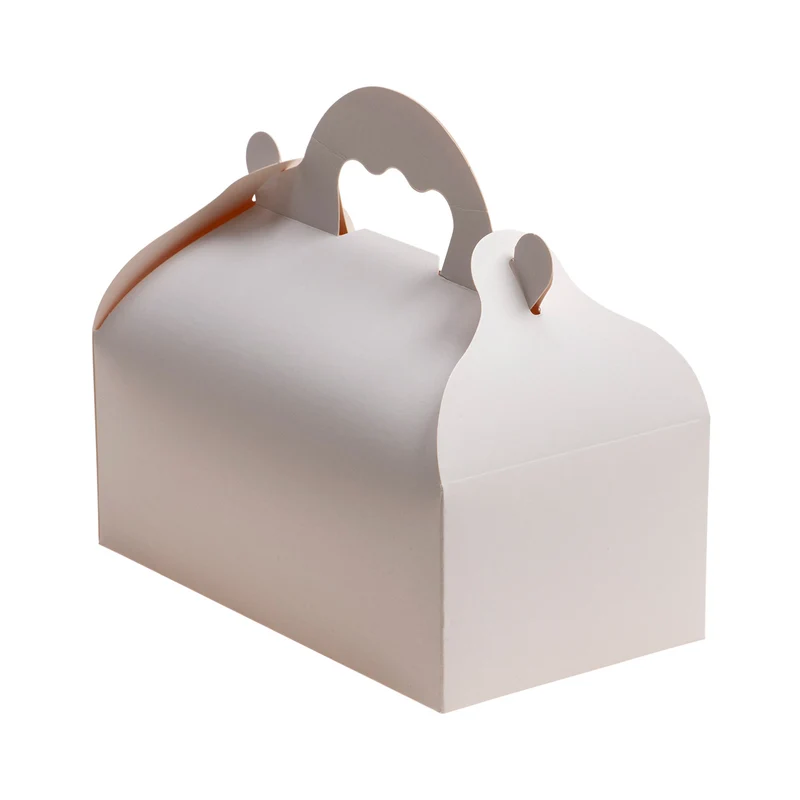 CAJA BLANCA CARTÓN CON ASAS DE PASTELERÍA 10X18X7CM
