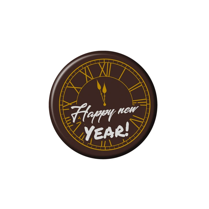 DECORACION CHOCOLATE NEGRO RELOJ HAPPY NEW YEAR 45UDS