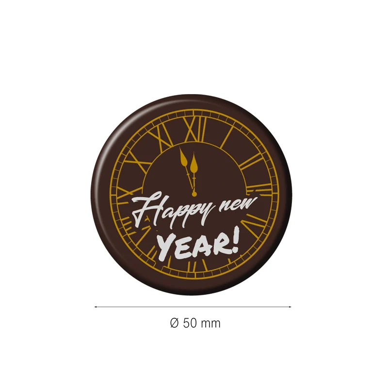 DECORACION CHOCOLATE NEGRO RELOJ HAPPY NEW YEAR 45UDS