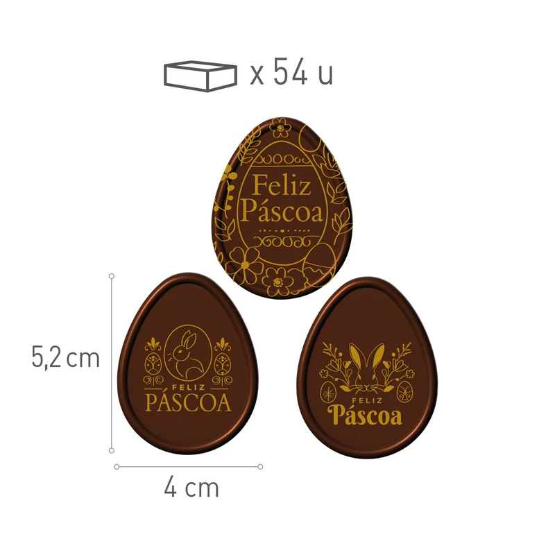 LETRERO CHOCO NEGRO FELIZ PASCUA PORTUGAL 40x52 MM - 54 UDS