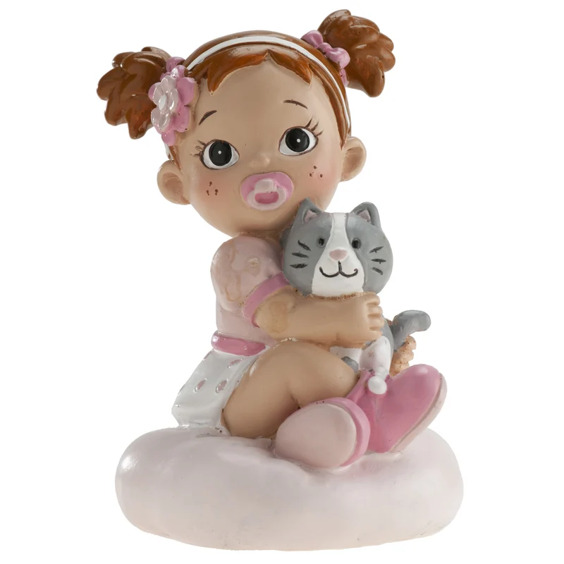 BAUTIZO NIÑA CON GATO 10CM